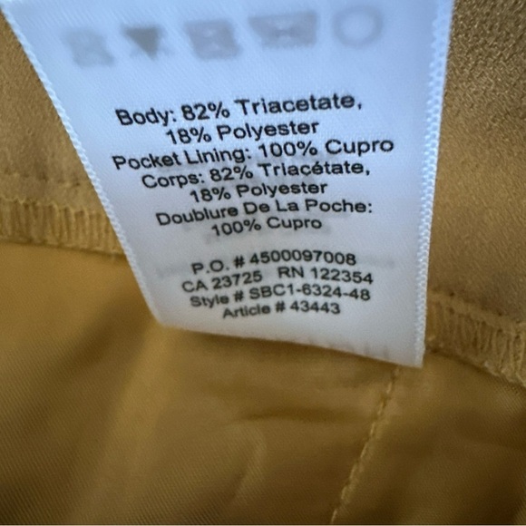 Aritzia Babaton Sz 0 Conan Mid Rise Slim Cropped Ankle Trouser Pants Yellow - Picture 4 of 11